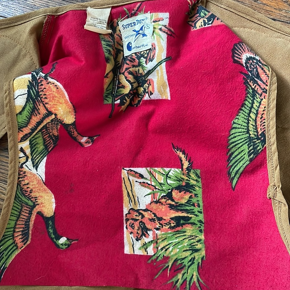 RARE Vintage Carhartt Hunting Vest Super Dux Novelty Hound Duck 60s Size Small - Picture 3 of 13